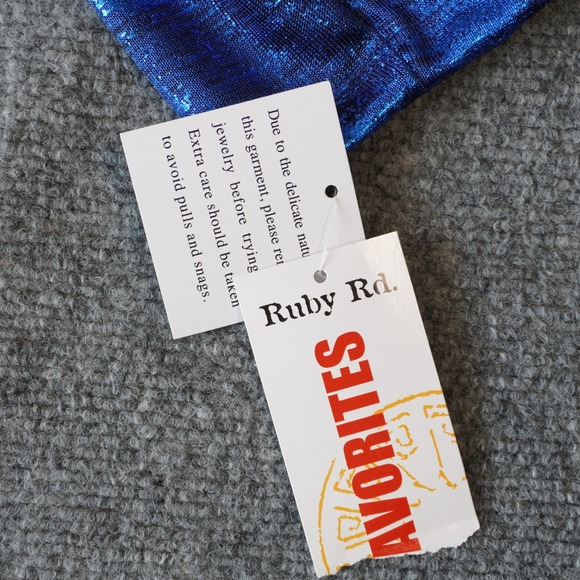 Ruby Rd. Petite Blue Metallic Jacket & Tank Top‎ Set Rhinestone Trim PM - Picture 5 of 8